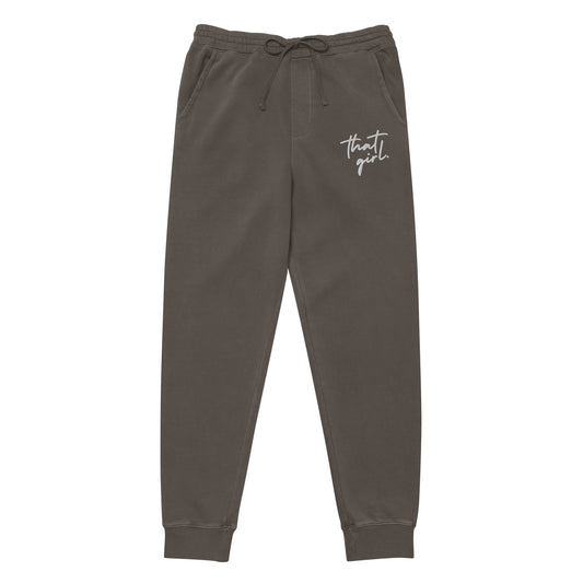 That Girl Embroidered Unisex pigment-dyed sweatpants