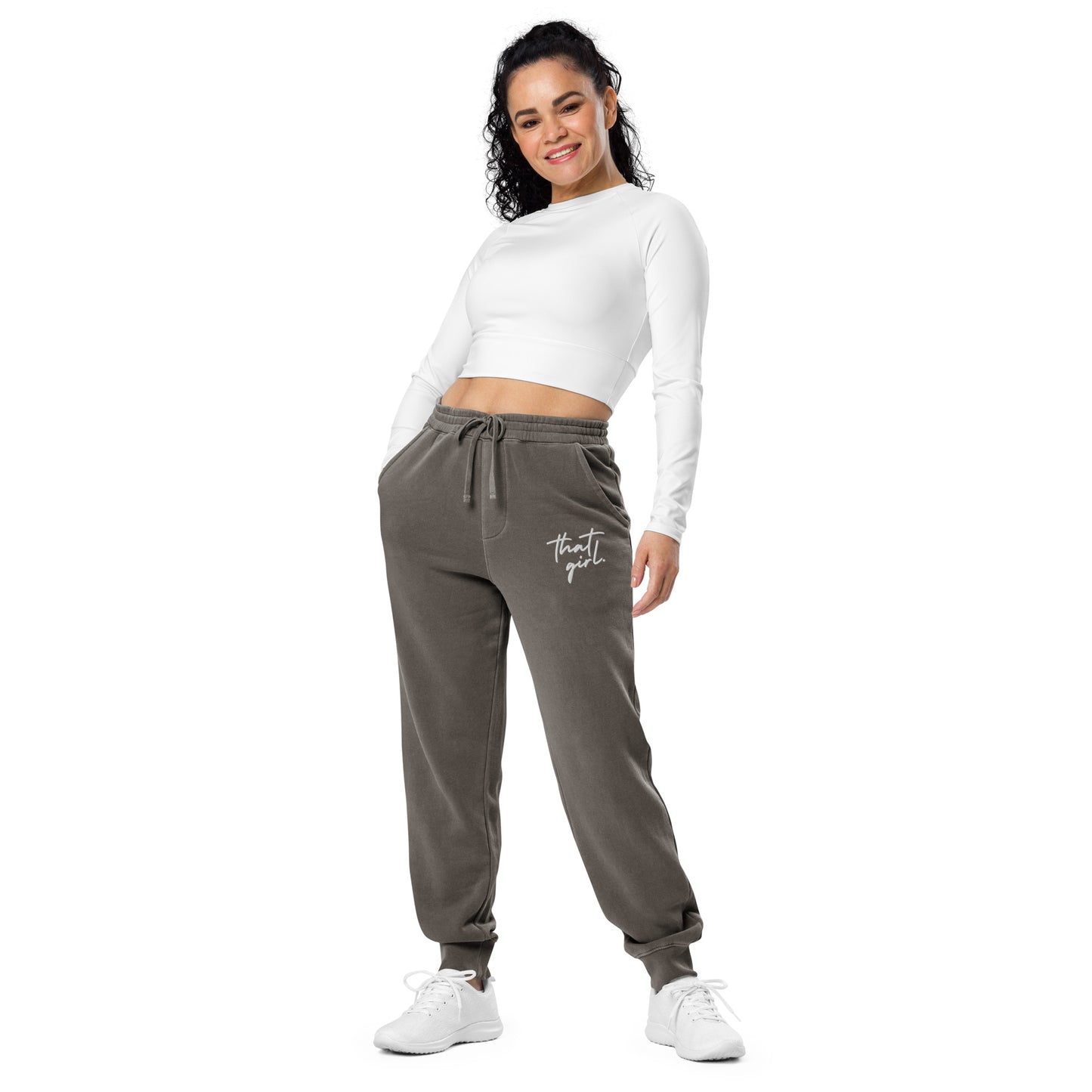 That Girl Embroidered Unisex pigment-dyed sweatpants