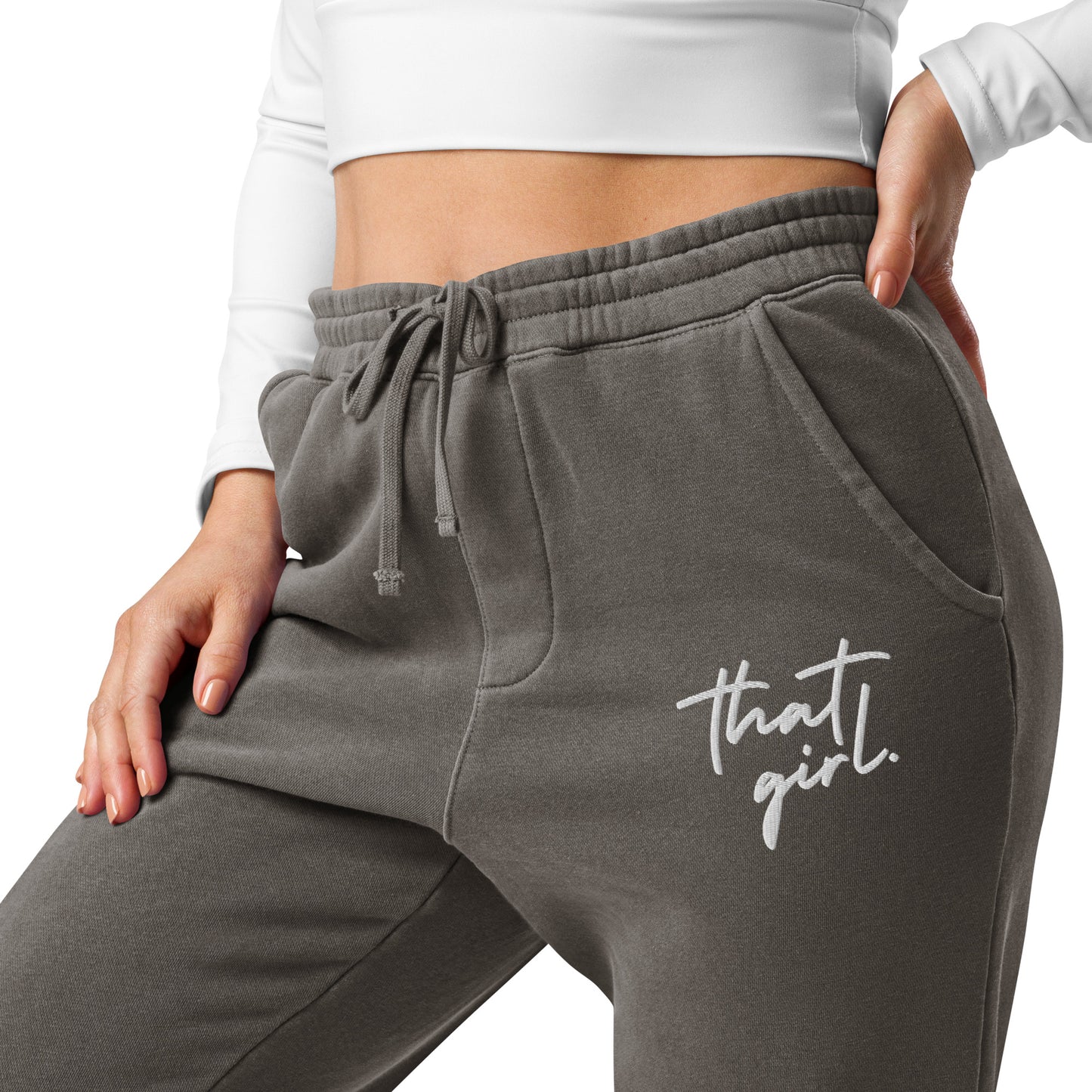 That Girl Embroidered Unisex pigment-dyed sweatpants