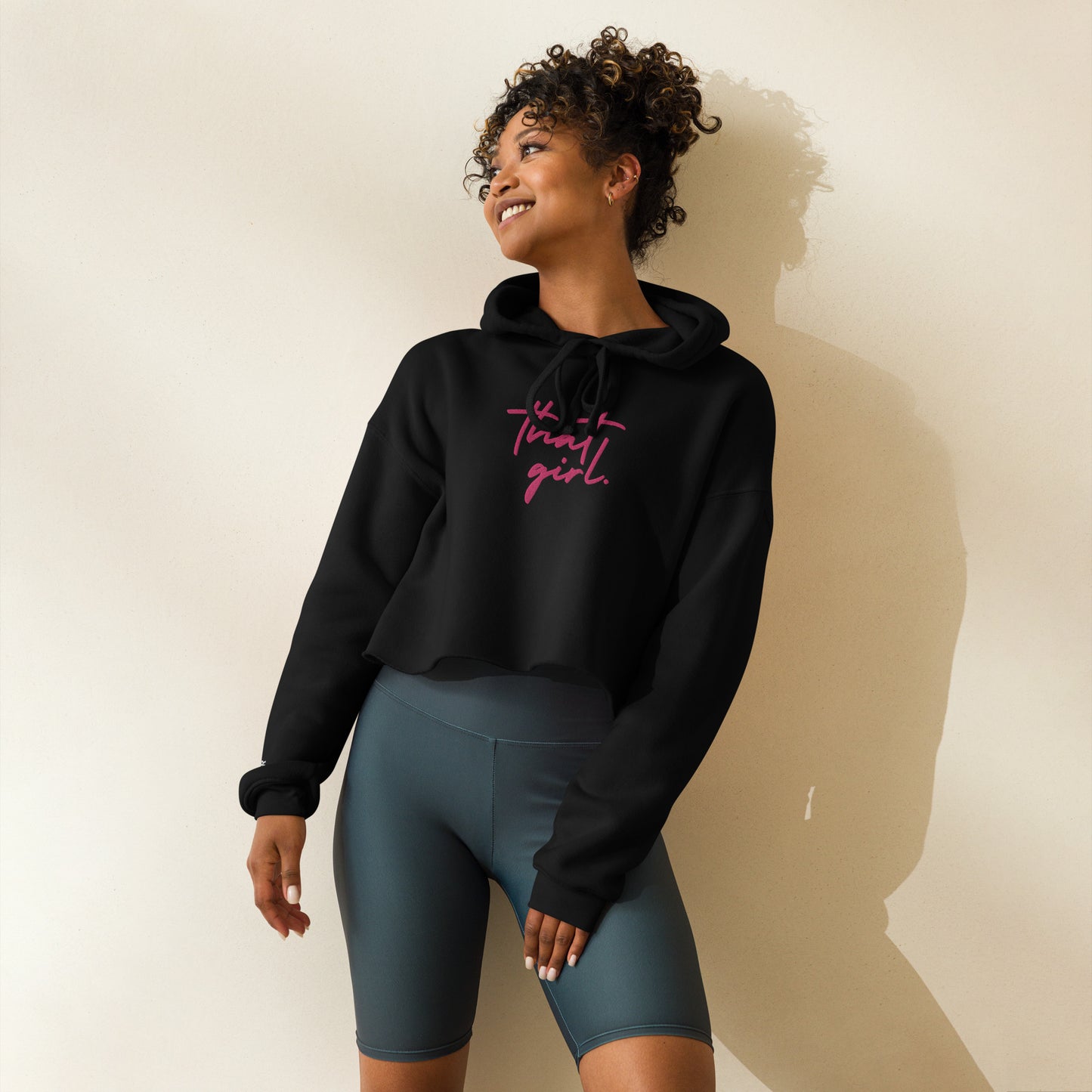 Embroidered That Girl Crop Hoodie